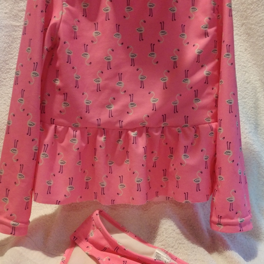 Carter's Pink with Flamingos Long Sleeve Rash Guard with matching bottom